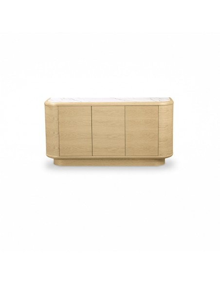 Aparador minimalista orgánico LYON 160x45 Fresno Natural con Porcelánico
