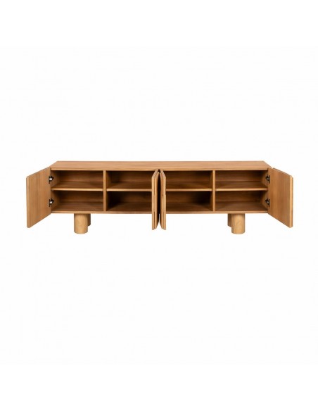 Mueble TV escultórico TOURS 200 Roble con Relieve Geométrico y Patas en arco