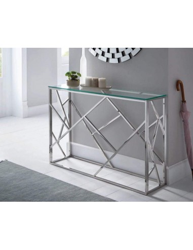 CONSOLA DE CRISTAL Y ACERO INOX, FUTUR.