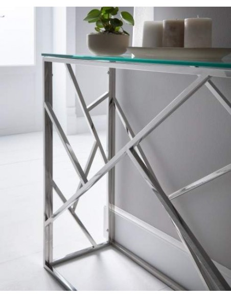 CONSOLA DE CRISTAL Y ACERO FUTUR 115x30