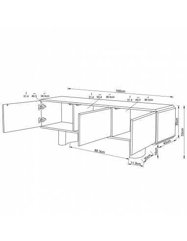 Mueble de TV Organic Modern NANTES 160x40 Roble...