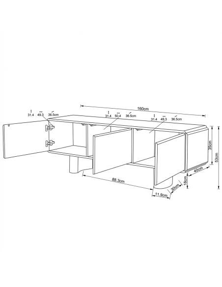 Mueble de TV Organic Modern NANTES 160x40 Roble y Patas en arco