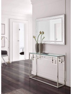 CONSOLE DE VIDRO E AÇO TEMPLE 115x30 2