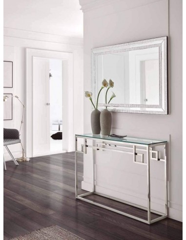 CONSOLE DE VIDRO E AÇO INOX, TEMPLE.