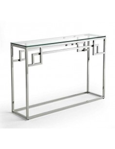 CONSOLE DE VIDRO E AÇO TEMPLE 115x30