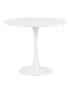 Mesa redonda DOCK 60, base de metal y tapa lacada blanco