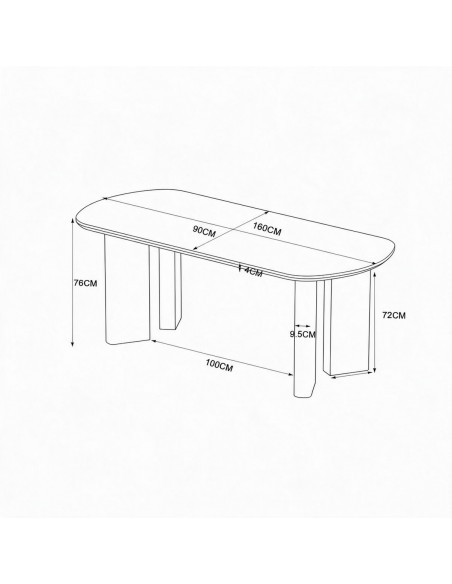 Mesa de Comedor ELARA 160 x 90, estilo Moderno Orgánico en Nogal