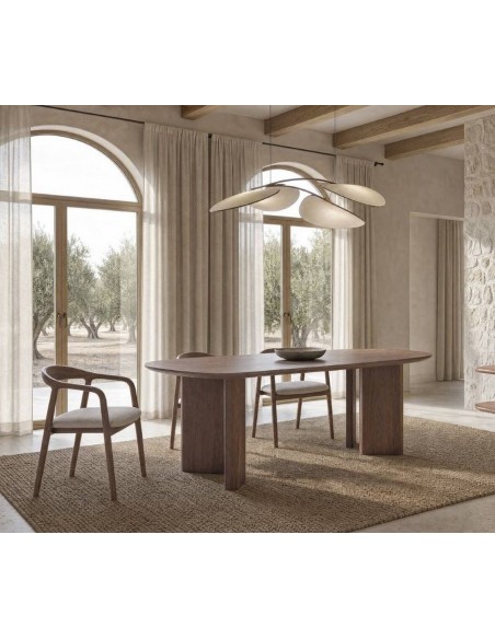 Mesa de Comedor ELARA 160 x 90, estilo Moderno Orgánico en Nogal