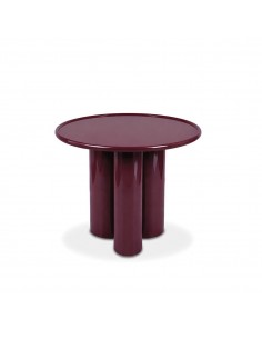 Mesa de centro LUNARA 60 bordeaux brilho, tampo em vidro...