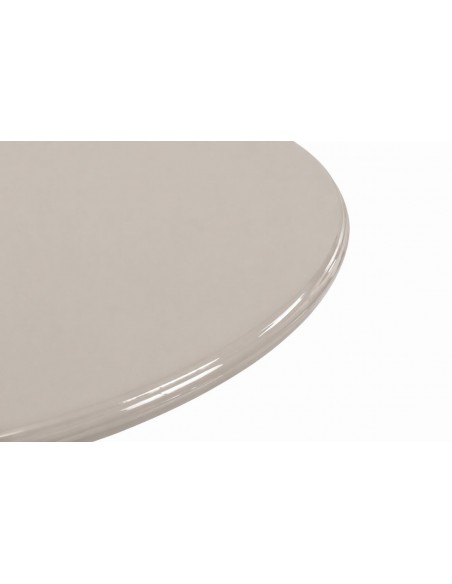 Mesa de centro VARENA Ø80 cm Art Déco em vidro e MDF lacado bege brilho