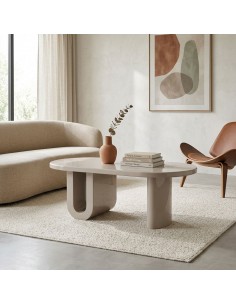 Mesa de Centro LURA 120 design escultural em bege brilho... 2