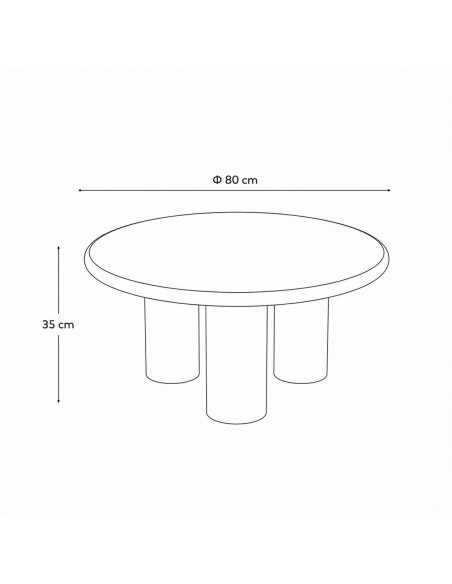 Mesa de centro redonda de estilo orgánico contemporáneo RENA 80cm, Efecto Microcemento