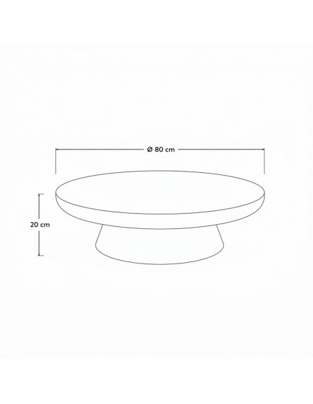 Mesa de centro redonda de estilo orgánico contemporáneo OYSTER 80 cm,efecto Microcemento