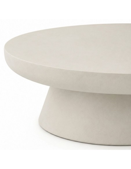 Mesa de centro redonda de estilo orgánico contemporáneo OYSTER 80 cm,efecto Microcemento