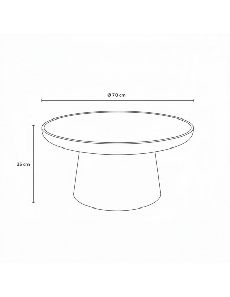 Mesa de centro redonda de estilo orgánico contemporáneo OYSTER 70 cm,efecto Microcemento