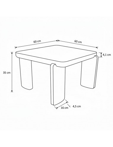 Mesa de centro cuadrada VARELA 60x60x35 cm em...