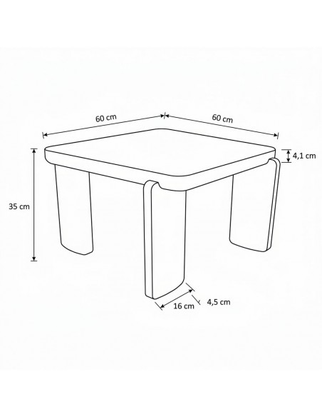 Mesa de centro cuadrada VARELA 60x60x35 cm em vidro e MDF lacado bege brilho