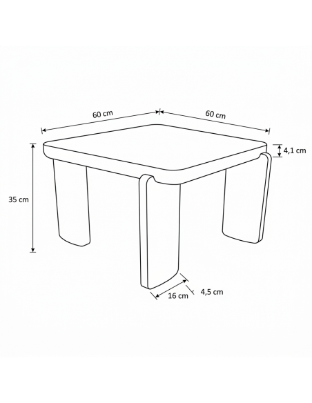 Mesa de centro cuadrada Art Déco VARELA 60, Cristal y MDF Lacado Burdeos Brillo