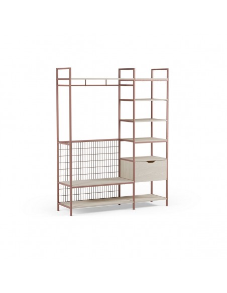 Vestidor Abierto AMARAL 140 terracota, 1 cajon ,estilo Moderno en Acero y Melamina