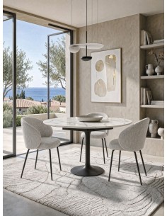 Mesa extensible giratorio LORA 105 x 75 , blanco mármol y... 2