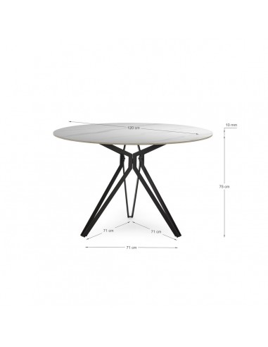Mesa redonda porcelánico AINA 120 blanco y base...
