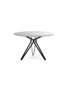 Mesa redonda em porcelânico branco AINA 120 e base em...