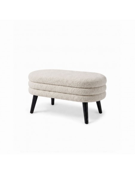 Banqueta LUNARA de Estilo Moderno Orgánico Tapizada en Tela Gris con Patas Negras