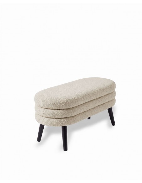 Banqueta LUNARA de Estilo Moderno Orgánico Tapizada en Tela Gris con Patas Negras