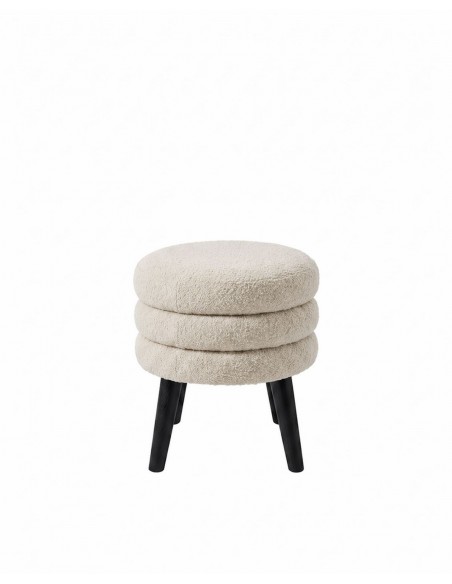 Banqueta LUNARA de Estilo Moderno Orgánico Tapizada en Tela Gris con Patas Negras