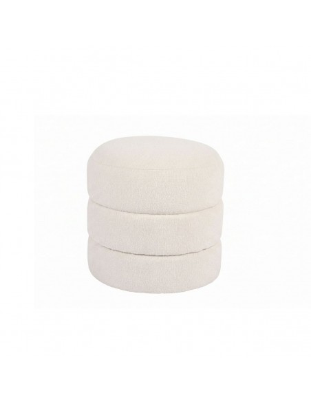 Puf NALIA redondo moderno Tapizado en Tela Beige