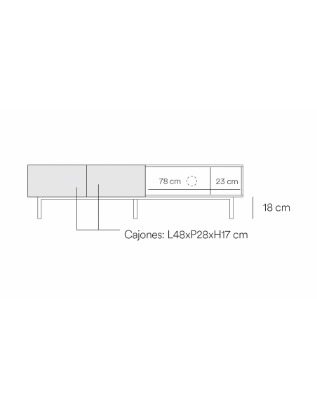 Teulat Mueble de TV minimalista Arista 180x40 en roble.