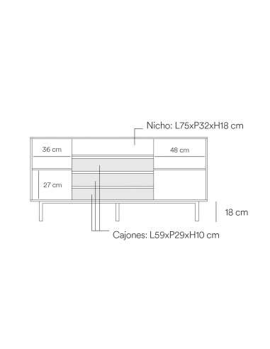 TEULAT APARADOR ARISTA 165x40 en roble