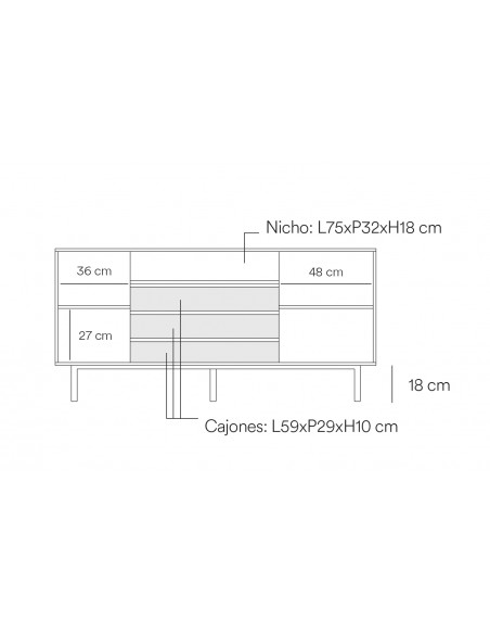 TEULAT APARADOR ARISTA 165x40 en roble