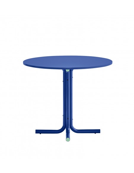 Teulat Passamà 70 Mesa de cozinha redonda em azul Klein e verde menta
