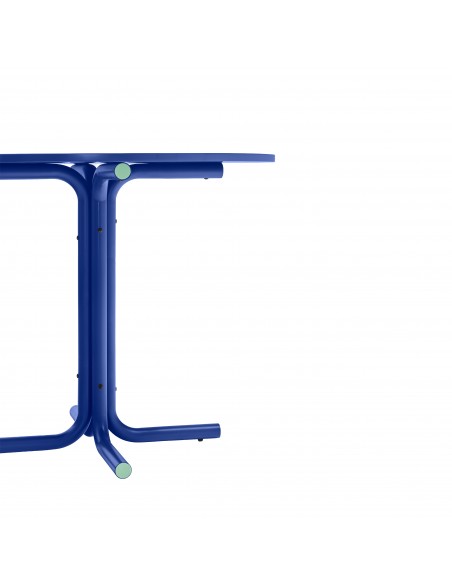 Teulat Passamà 70 Mesa de cozinha redonda em azul Klein e verde menta