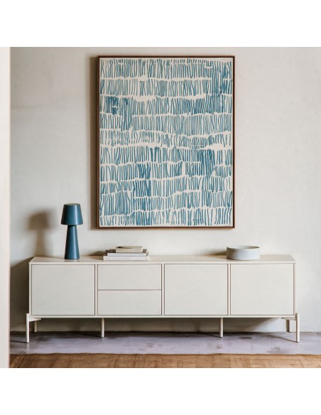 Teulat CROMA 180, Mueble TV de diseño en Crema, 3 Puertas y 2 Cajones