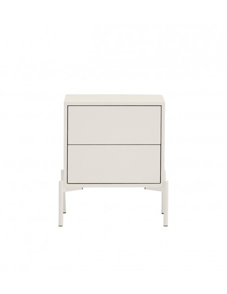 Mesa de cabeceira Teulat CROMA em creme, com 2 gavetas.
