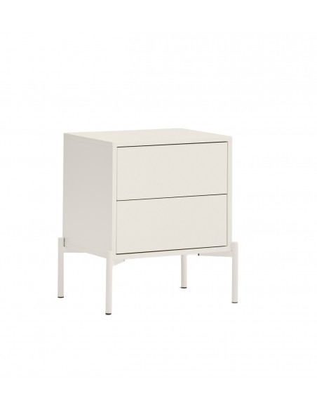 Mesa de cabeceira Teulat CROMA em creme, com 2 gavetas.