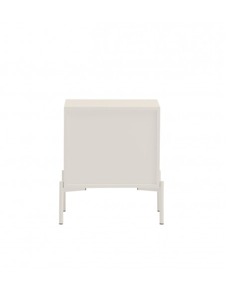 Mesa de cabeceira Teulat CROMA em creme, com 2 gavetas.