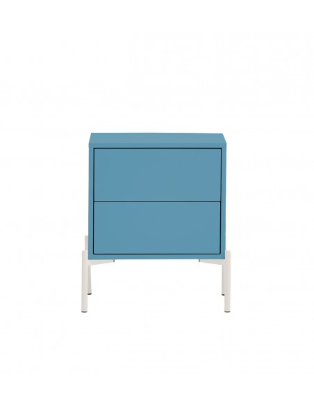 Mesa de cabeceira Teulat CROMA em azul celeste, com 2 gavetas.