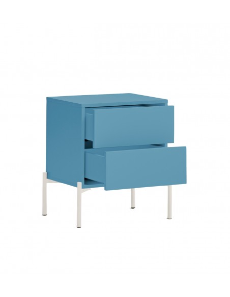 Mesa de cabeceira Teulat CROMA em azul celeste, com 2 gavetas.
