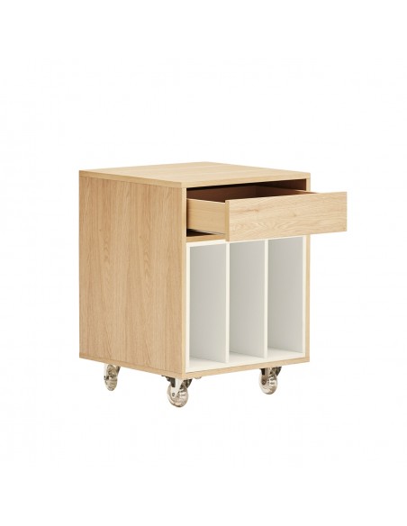 Teulat SONAR 45, Mueble Tocadiscos auxiliar con ruedas Roble y Crema
