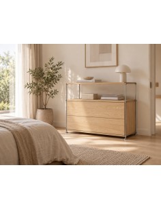 Teulat AUREA 80, Comoda minimalista 2 cajones en roble y... 2
