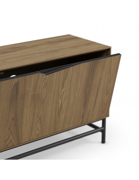 Mueble de TV Aiden de Diseño Moderno de 150 cm con 2 Puertas en Roble y Negro