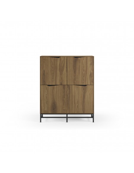 Aparador alto Aiden de Diseño Moderno de 98 cm con 4 Puertas en Roble y Negro