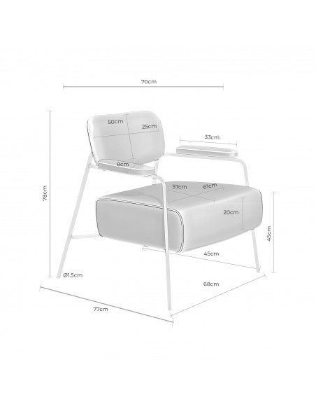 Poltrona BREDA de design em cinzento claro