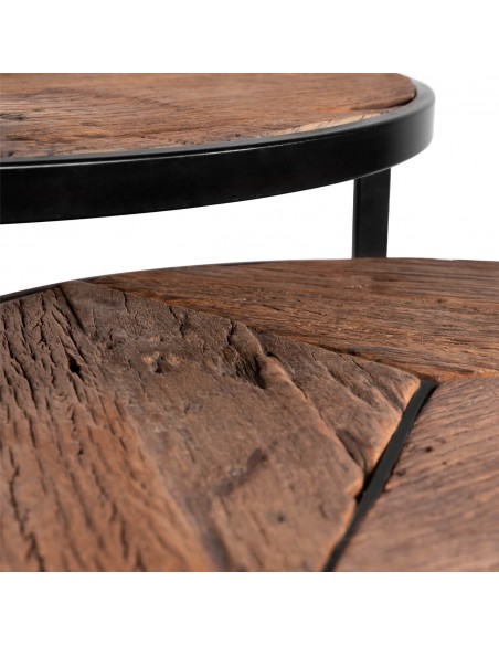 Set de mesas de centro KIAN de diseño en madera y negro