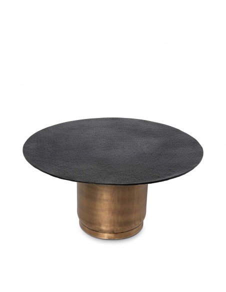 Mesa de centro DURAI de diseño con tapa redonda de aluminio