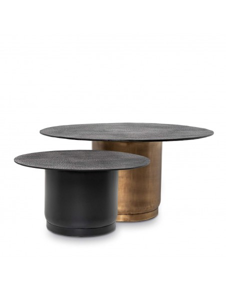 Mesa de centro DURAI de diseño con tapa redonda de aluminio
