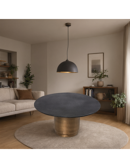 Mesa de centro DURAI de diseño con tapa redonda de aluminio